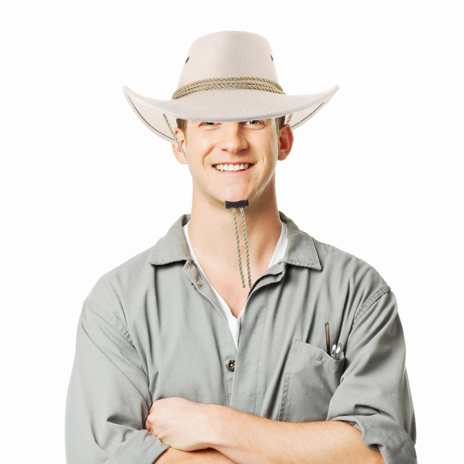 

Men Wide Brim Western Cow Hat Beige Faux Felt Sun Protection Outdoor Hiking Camping Classic Mens Wide Brim Western Hat