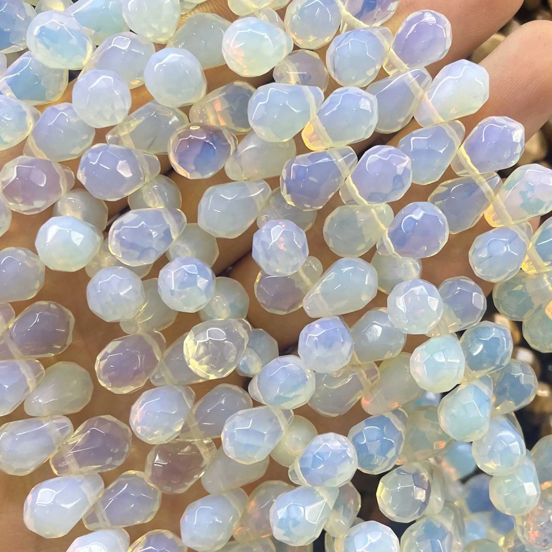 Naturstein facettierte Wassertropfen-Perlen aus Labradorit, Achat und Türkis für die Schmuckherstellung, DIY-Armband und Halskette – Detail 9