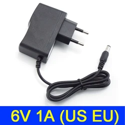 AC 100V-240V DC Power supply Adapter plug Converter 6V 1A 1000ma For LED Strip Light CCTV Charger Switch 5.5x2.5mm US/EU plug