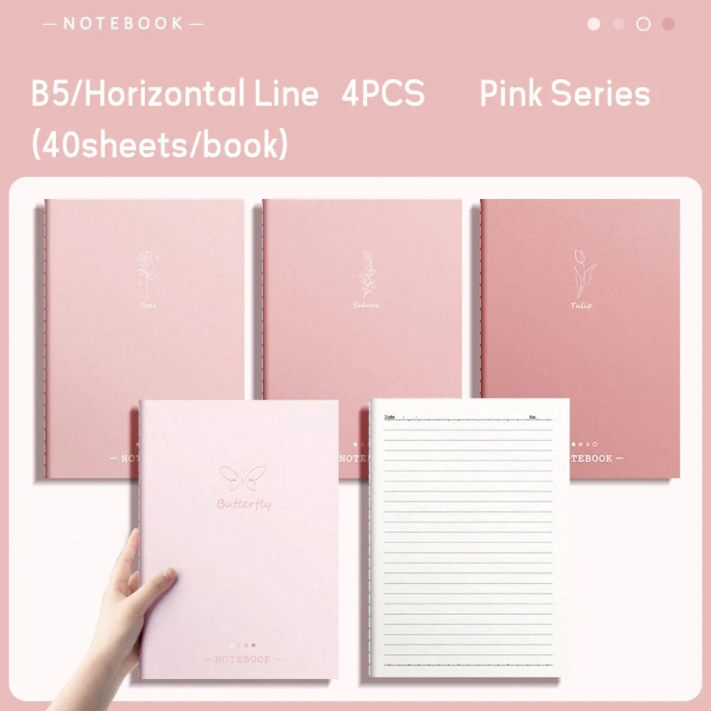 4PCS/Set Simple Horizontal Line Inner Pages B5 Notebook Gradient Color Thickened Memo Pad Take Notes Notepad Gift