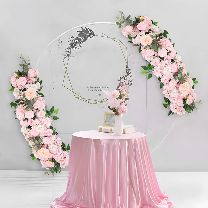 

Artificial Flower Wedding Party Arrangement Set Green Leaf Arched Background Wall Decoration Corner Runner Flower Row Custom