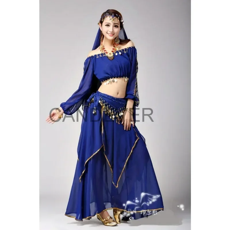 oriental belly dance costume set professional bollywood dress indian sari bridal women top skirt chiffon bellydance perfomance