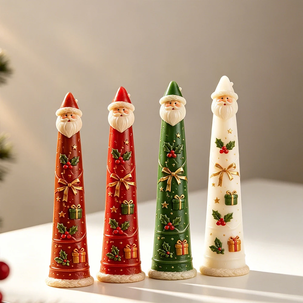 Weihnachtsmann-Kerzen-Silikonform DIY Lange Schlanke Duftkerzen Weihnachts-Gips- oder Harz-Ornament-Form Handgemachte Seifenformen