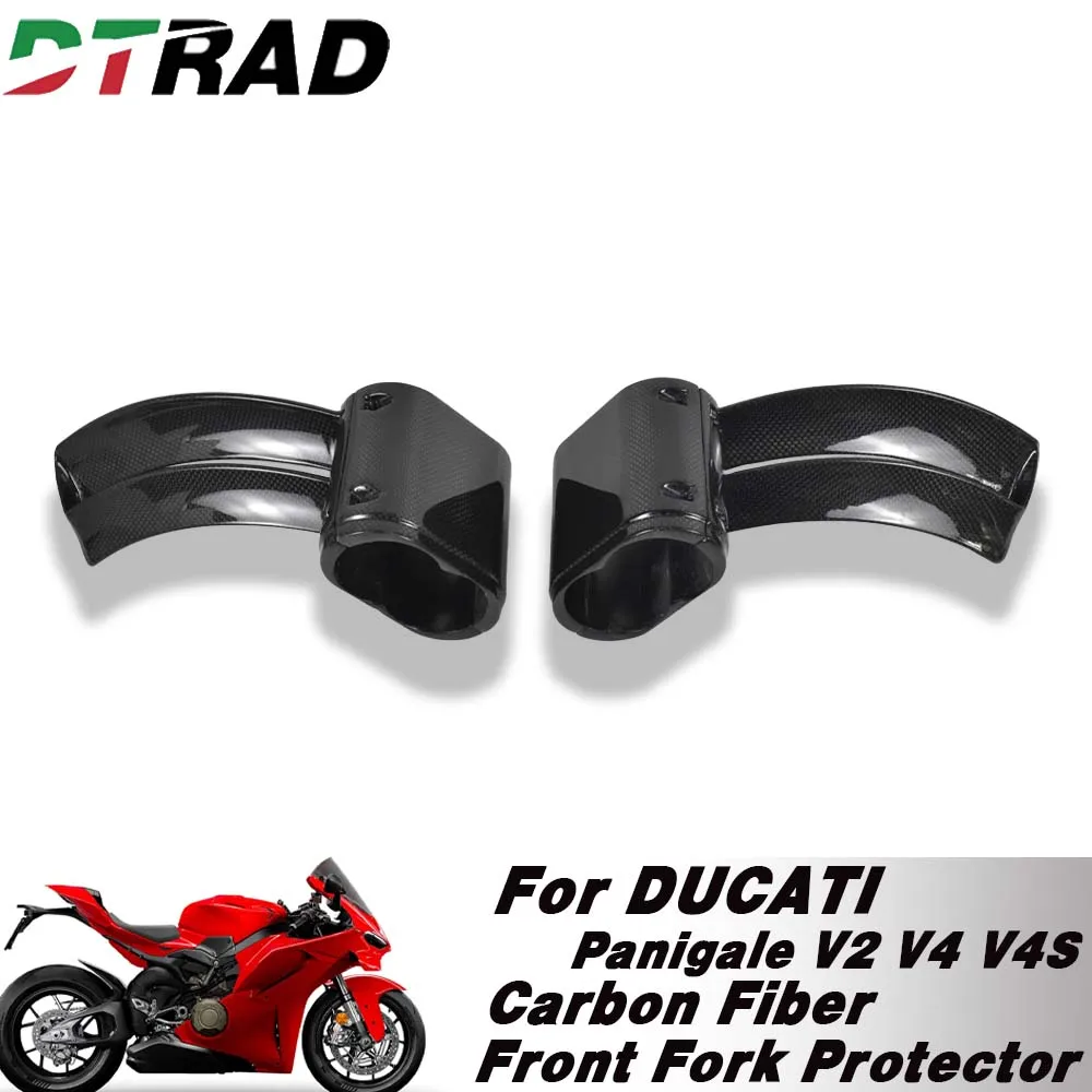 Carbon Fiber Fork Guard Upper Protectors For DUCATI Panigale V2 V4 S 2018-2026 Motorcycle Side Winglets Fixed Wings Spoiler