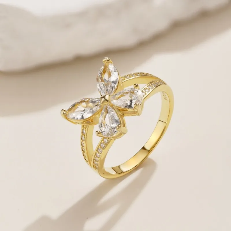 

Shining U Pear Marquise Cut925 Sterling Silver Butterfly Ring for Women Fine Jewelry Engagement