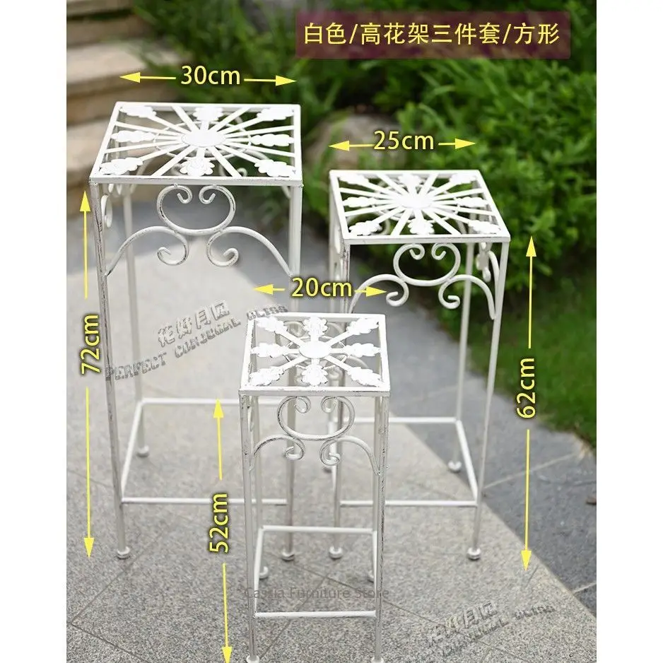 Iron Art Plant Stand for Garden, Decorative Tiered Flower Pot Holder for Balcony, Rustic Metal Pedestal for Greenery Home Decor