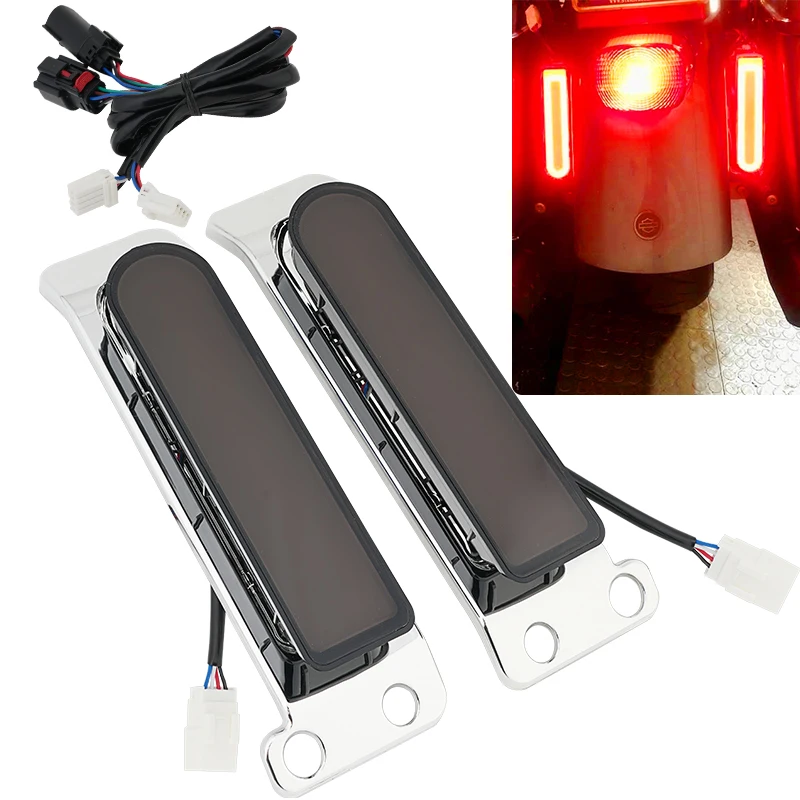 2Pcs Motorcycle Rear Smoke Chrome LED Saddlebag Lights for Harley Touring Electra Road Glide FLHTK FLTRU FLHR 2014-Up