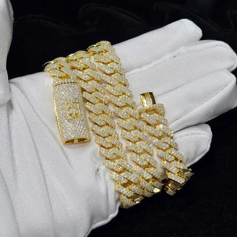 Cuban Moissanite 10MM Chain Fast Shipping Round Brilliant Cut 10k 14k Solid Gold Cuban Link Chain for Men Women..