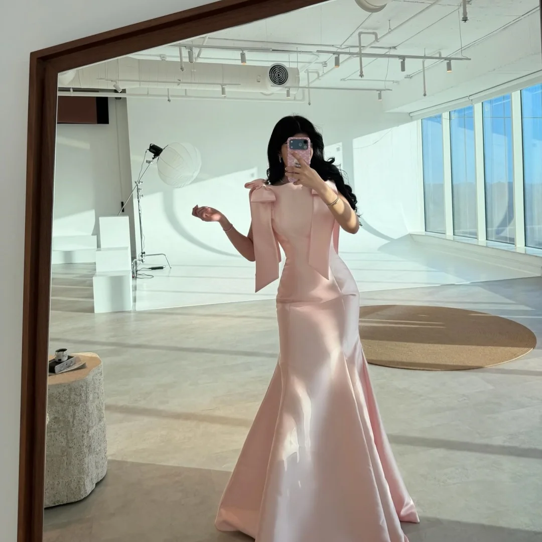 

Вечернее платье Lucy Satin High Pink Trumpet/Mermaid 2026, без рукавов, в пол, для выпускного вечера, на заказ, официальное, бальное платье, нарядное платье