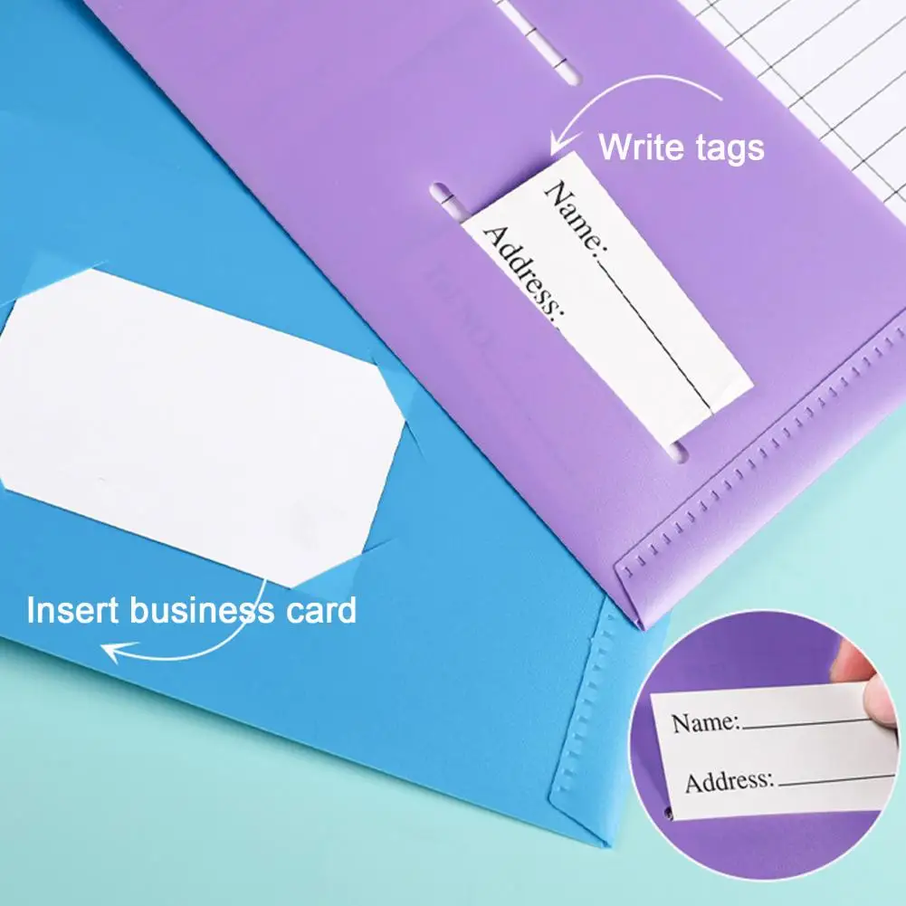 File Folders with Pockets Business Card Slot Folders Waterproof Plastic File Folder with Pockets Business Card Slot 6 Pack