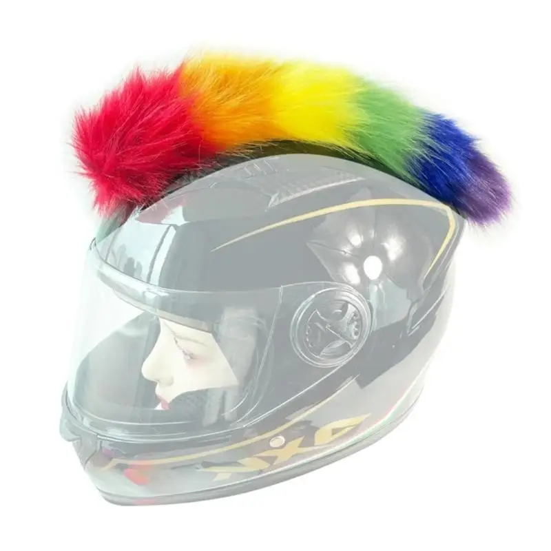 Eye Catching Punk Hairpiece Hair Sticker Pastes for Helmets Comfort Long Term Use by Riders Festivals Cosplay Event