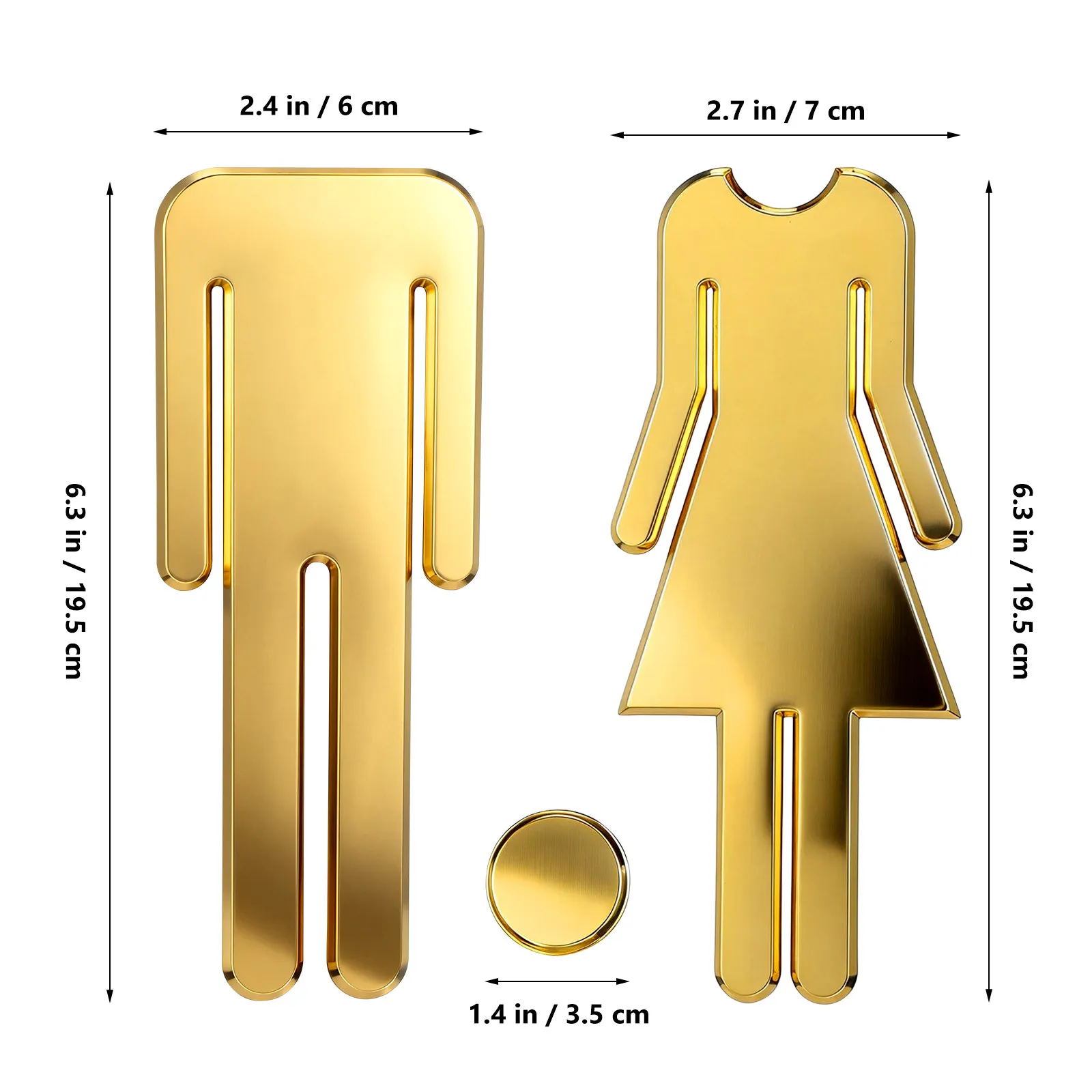 1 Pair Bathroom Signs Men Women Washroom Identification Adhesive Toilet Guiding Mark For Office Hotel Public Restroom Door Decor