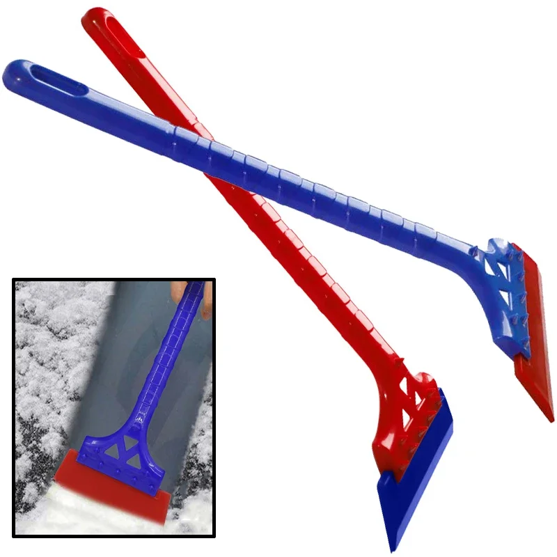 Long Handle Car Window Clean Scraper Soft Rubber Blade Squeegee Wiper Winter Windshield Trucks Roofs Snow Removal Shovel Tool