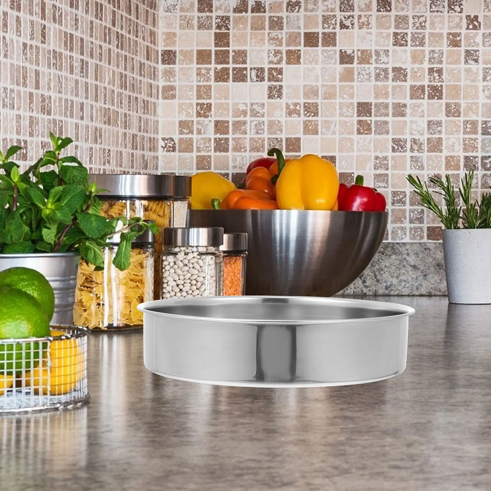 

2Pcs Stainless Steel Cold Noodle Making Plates Steaming Rice Trays Cake Serving Dishes Multi-Functional Kitchen Utensils Silver