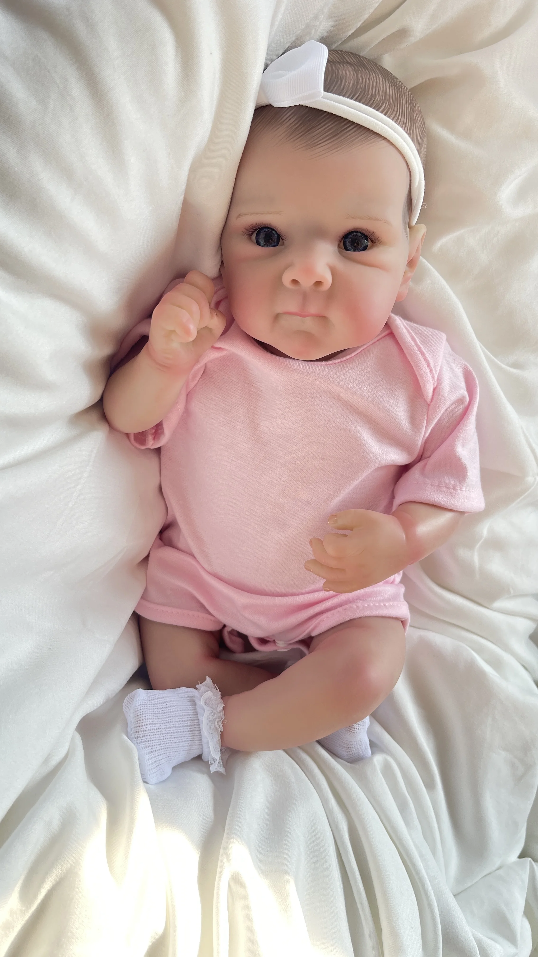 NPK 17'' Lifelike Soft Touch Cuddly Baby Multiple Layers Paint 3D Skin with Visible Veins Real Looking Reborn Bettie Baby Dolls