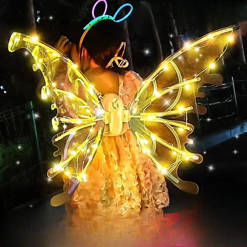 

Electric Elf Wings Angel Fairy Costume Butterfly Wings with Music Lights Kids Girls Birthday Party Halloween Dress Up Xmas Gifts