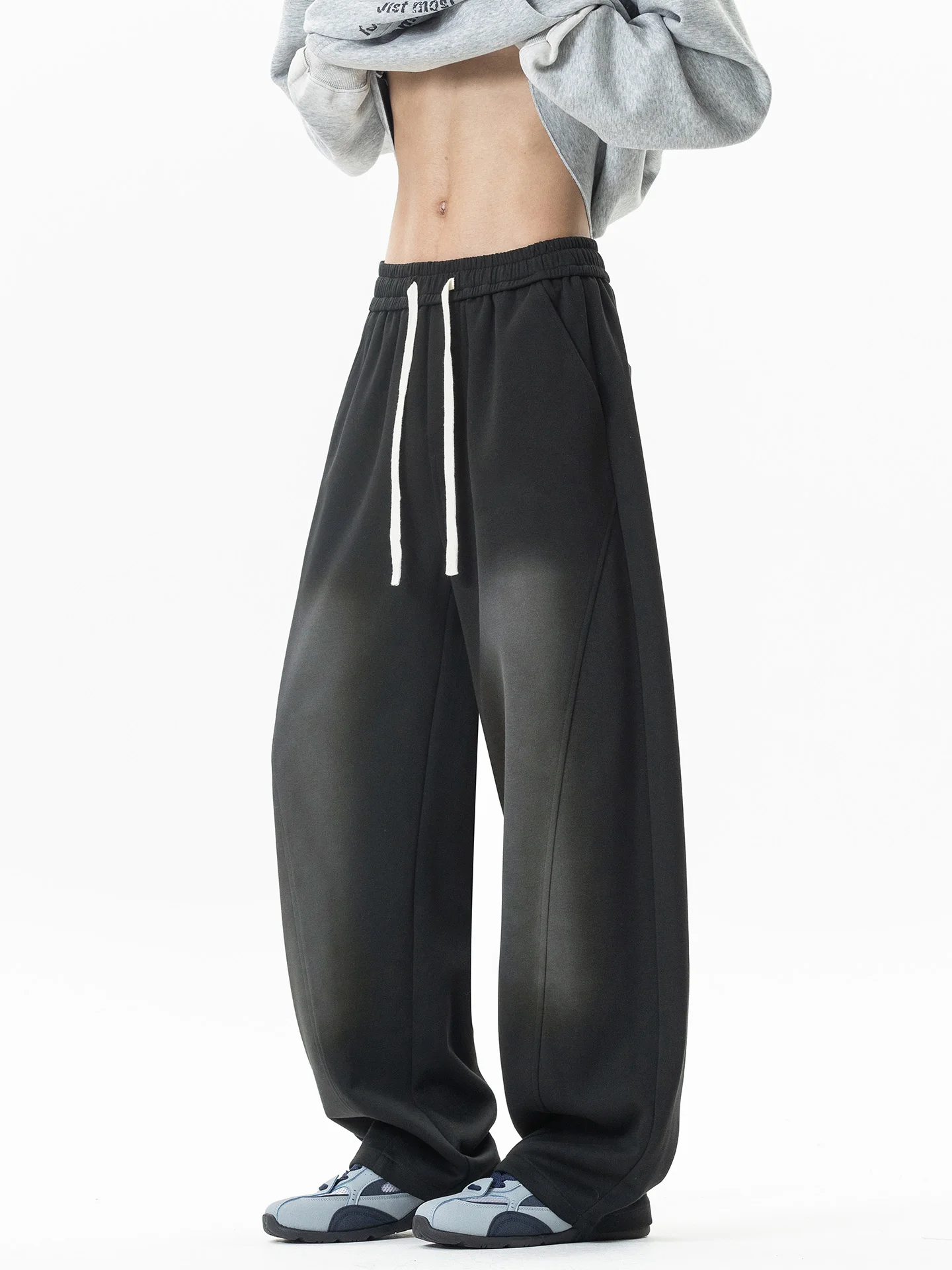 

Мужские широкие брюки Boyue Adient для похудения, повседневные спортивные брюки для уличных танцев, универсальные, свободного кроя, прямого кроя