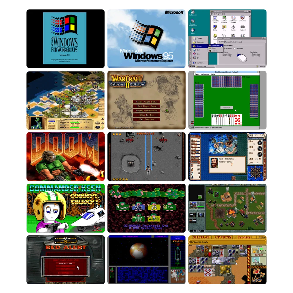 Mini Pocket Pocket 386 Windows3.11/95 System Retro Notebook Computer OPL3 Sound Card VGA IPS Screen Mouse integrato