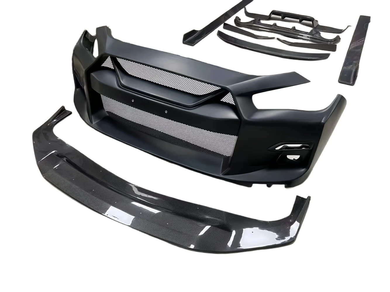 for New MRD Q50 LB Style Infiniti Q50 2014+ FRP Front Bumper Side Skirts Rear Diffuser Spoiler Air Dams Wings Screw-On Universal