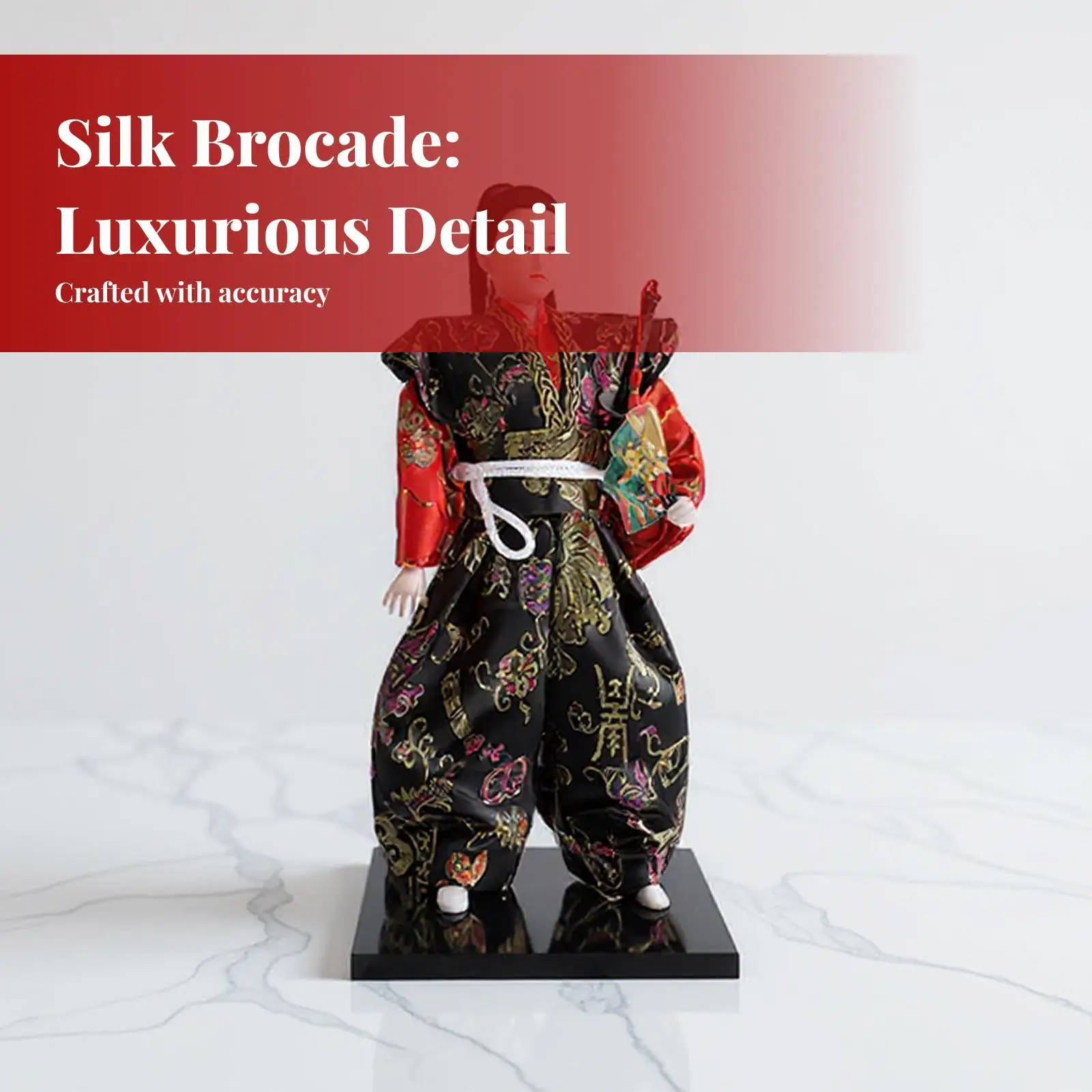 Japanese Samurai Doll Silk Costume Oriental Figurine Japanese Miniatures for Office Desk Decor
