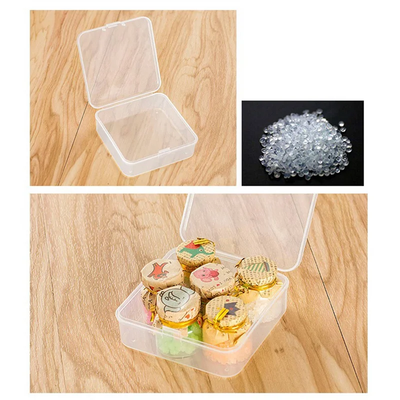 ABBP-120 パック透明プラスチックビーズ収納容器ボックス、小さなアイテム、ダイヤモンド、ビーズ用のヒンジ付き蓋付き (2.2X2.2X0.79インチ)