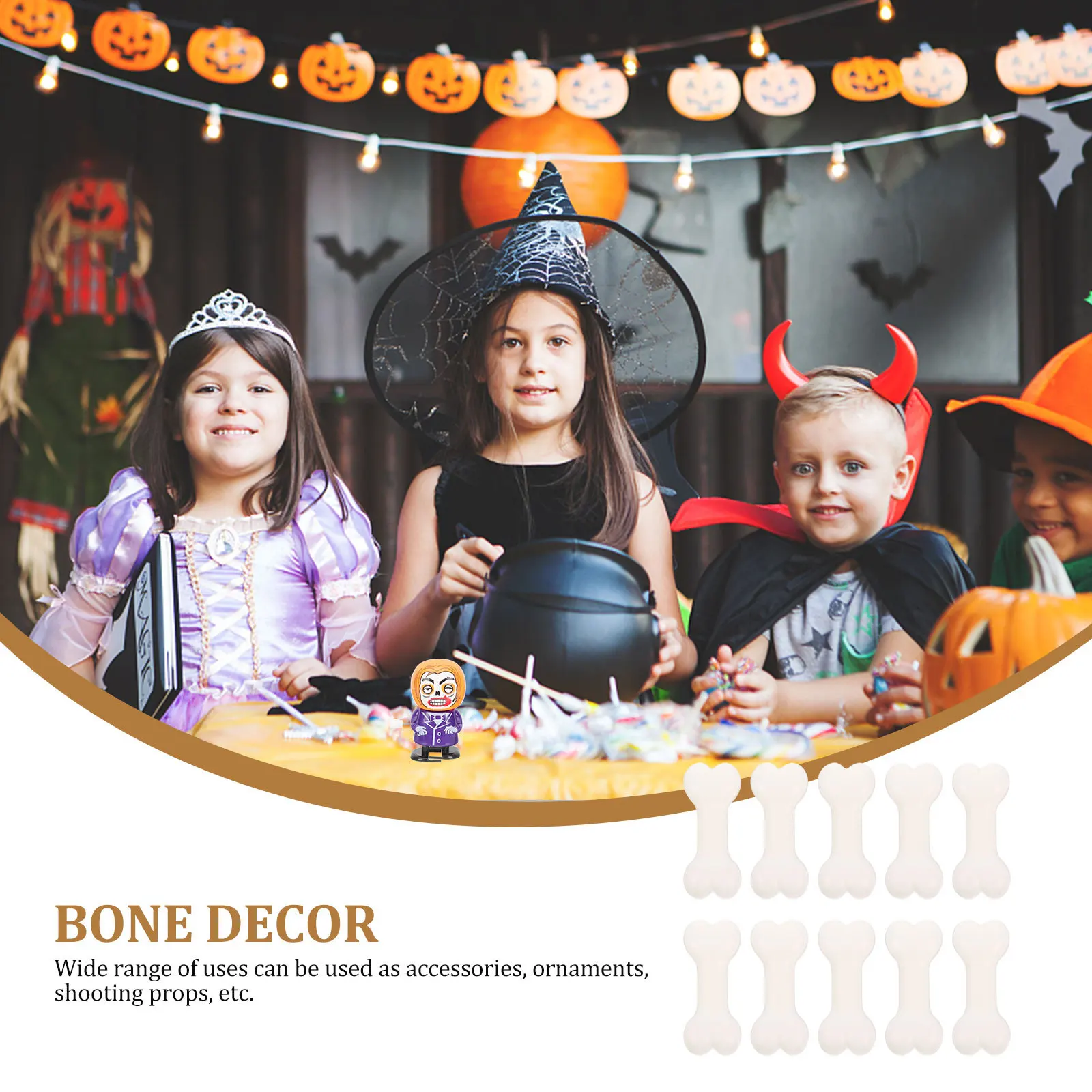 

10Pcs Halloween Bone-Like Props Plastic Small Simulation Bones Party Ornaments Halloween Decoration Bone Decor