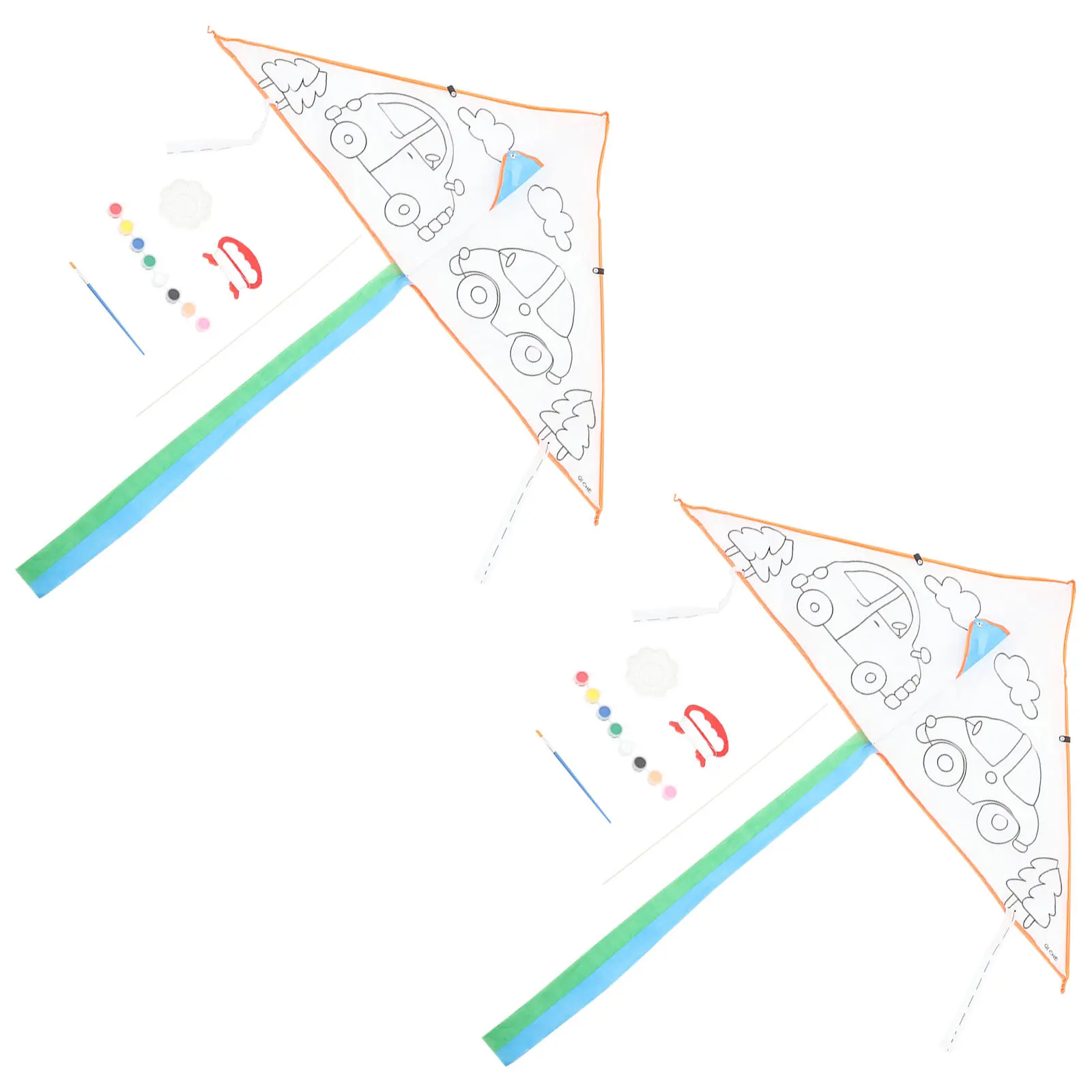 2 juegos de cometa pintada a mano DIY, Kit para colorear para niños, arte creativo, Graffiti volador de poliéster, actividad educativa, cometa en blanco DIY