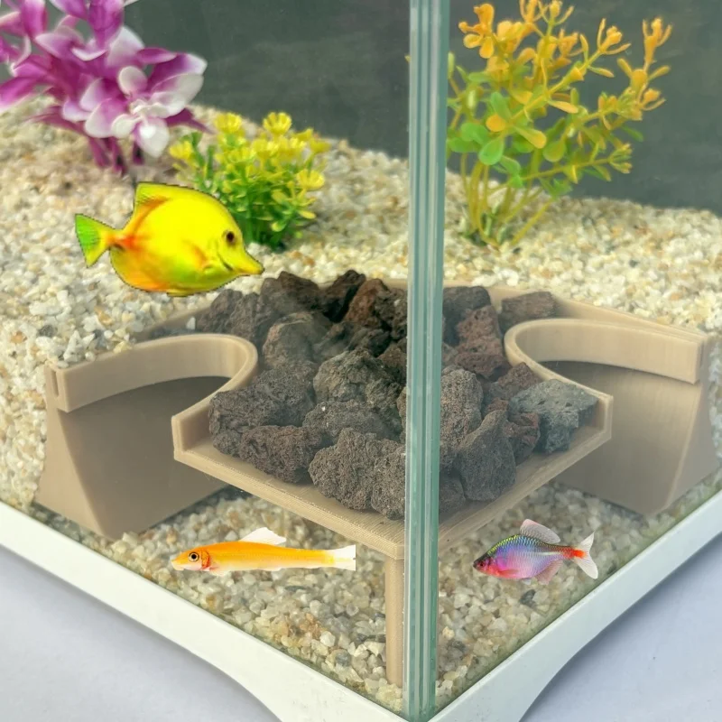 

Double entrance underground fish and shrimp cave crawling/amphibian feeding box decoration