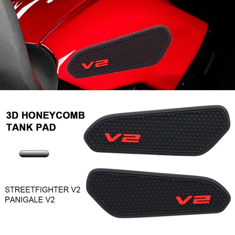 

Non-slip Tank Pads Sticker For Ducati Streetfighter V2 Panigale V2 2020 2022 Side Fuel Tank pad Decal Gas Knee Grip Traction Pad