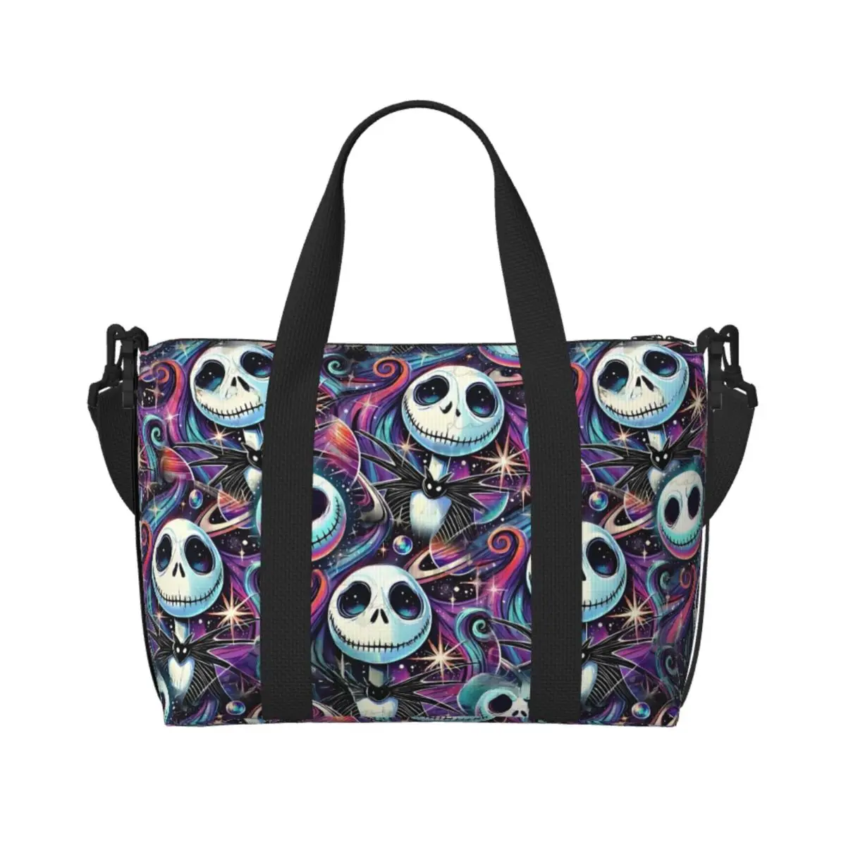 

Custom Nightmare Before Christmas Beach Tote Bag Women American Musical Fantasy Film Large Compartment Beach Gym Travel Bags