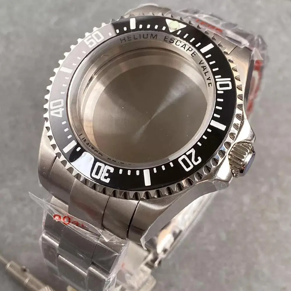 Big 43mm Big Watch Case with Bracelet Sapphire Glass Watch Case Fit DEEP SEA Homage Japan NH35A NH36A NH34A ETA 2824 2836