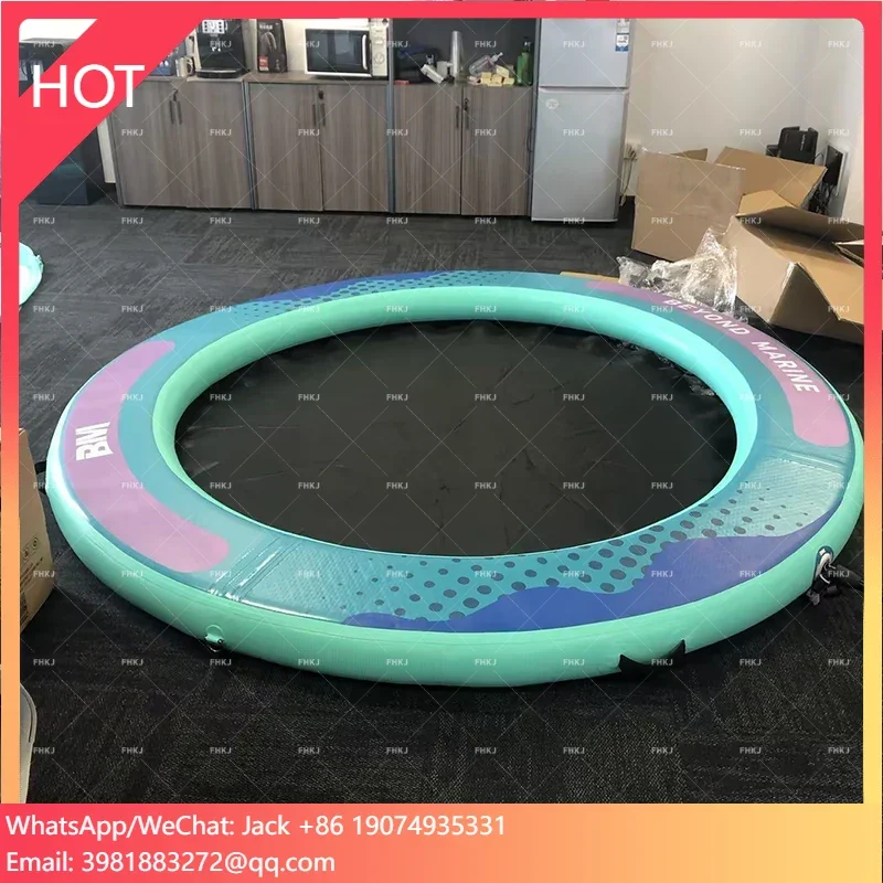 

8FT Pool Float Raft Lounger Island Platform Pad Round Floating Ring Inflatable Water Hammock For Adults Kids Dogs