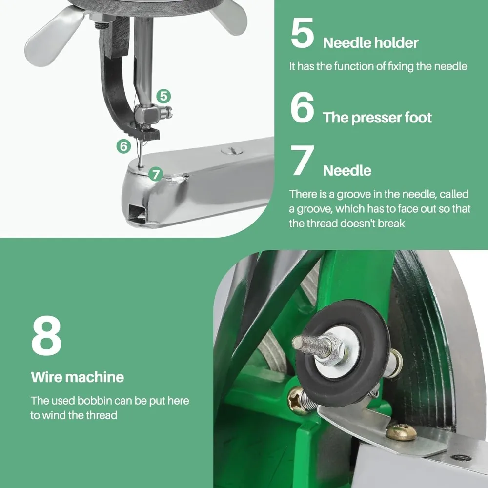Stitching Machine Cobbler Sewing Machine with Dual Cotton Nylon Line Leather Sewing Machine for Shoes, Bags