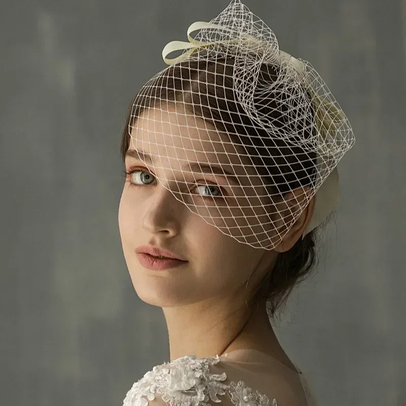 

Маска для лица с бантом из хрустальной сетки, очаровательные свадебные чародеи, аксессуары для украшений для волос, белая вуаль с повязкой на голову для невесты