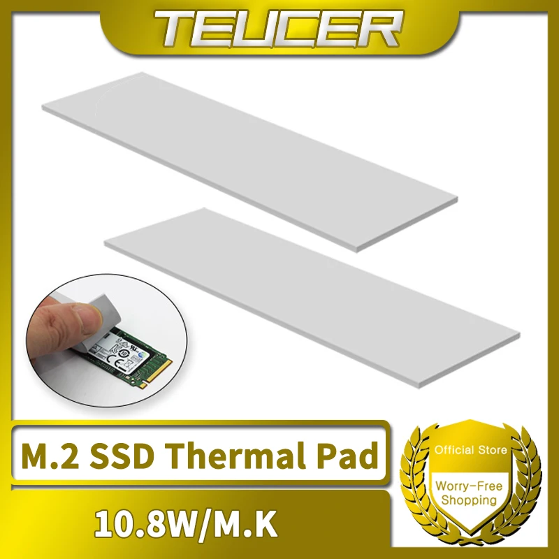 TEUCER M.2 SSD Thermal Pad 10.8W/mk CPU Graphics Card Heatsink Motherboard Heat Dissipation Silicone Pad 70*22mm For SSD