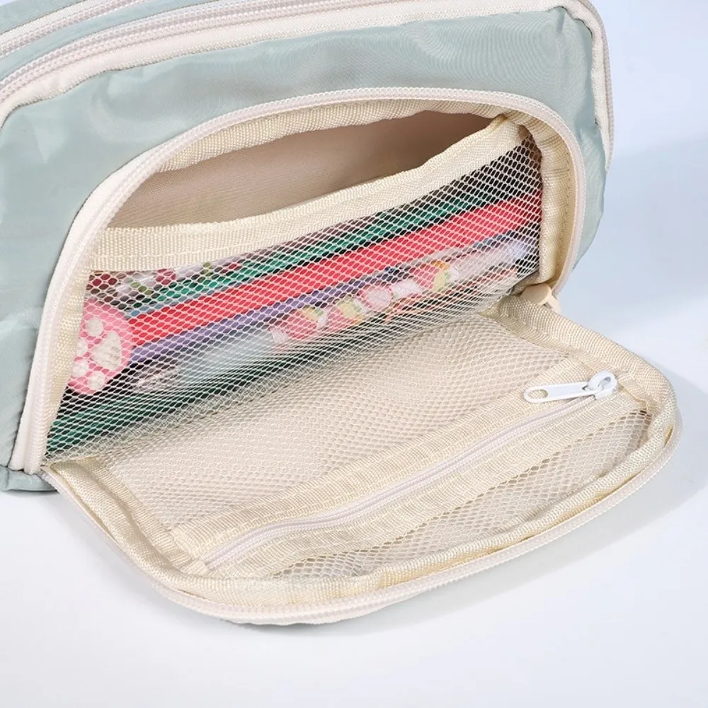 Canvas 3 Layers Pen Box​​ Multiple Compartments​​ ​​​​Large Capacity Stationery Bag Classified Waterproof Stationery Organizer