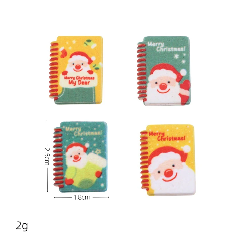 Baru panas 4 buah/set Resin simulasi Mini Model rumah boneka miniatur kartun kaus kaki natal Notebook DIY dekorasi aksesoris