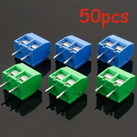 50PCS PCB Terminal Block Connector Pitch 5.0mm KF301 Straight Pin 2P 3P Screw PCB Terminal Blocks Connector Assortment Kit