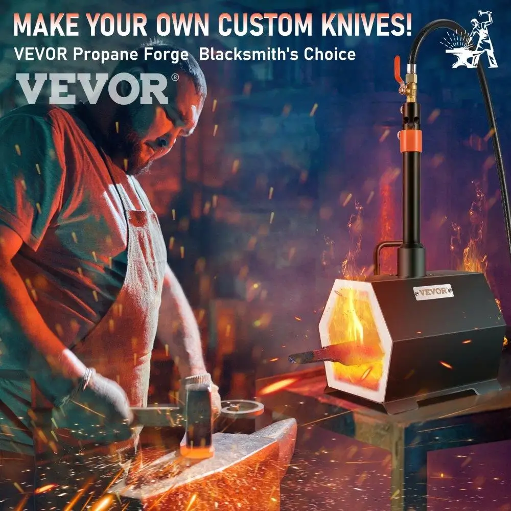 Propane Forge Portable Single Tool & Knife Making Large Capacity Blacksmith & Farrier Forges Mini Blacksmithing Furnace