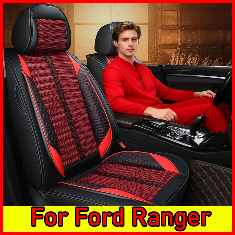 

For Ford Ranger Car seat cover Waterproof PU leather linen spliced ​​wear-resistant soft and comfortable full wrap seat cover