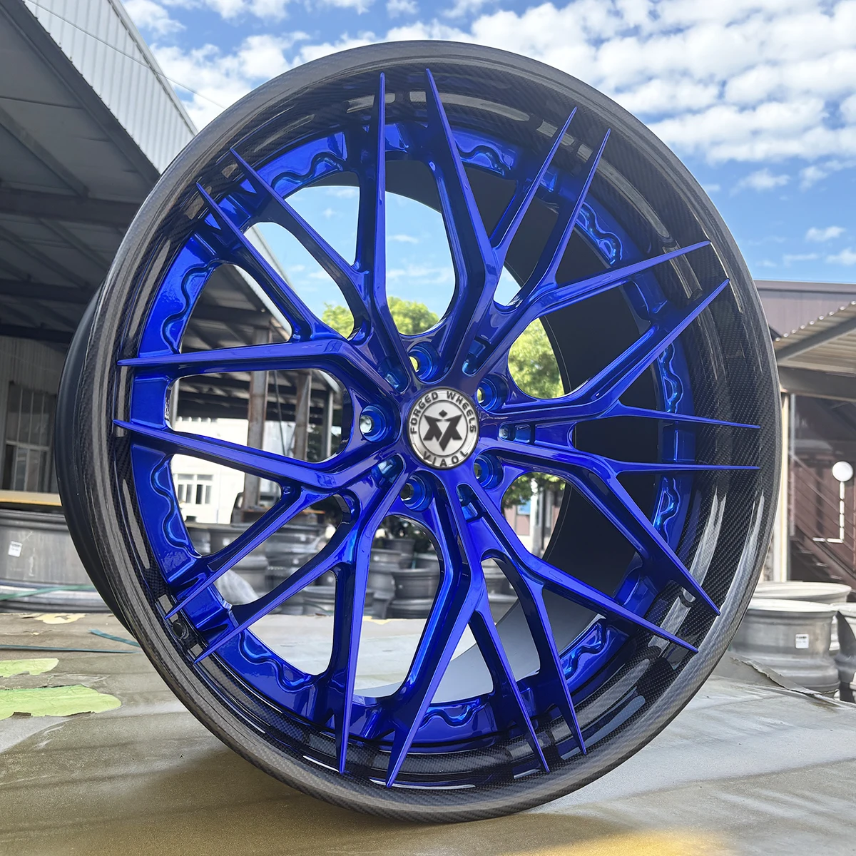 New 2-Piece Carbon Fiber & Aluminum Alloy Five Spoke Silver 20mm ET Forged Rims 5x114.3/120 For Cayman C7 C8 R8 V10