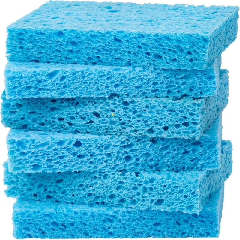 Cellulose Sponges Heavy Duty Scrub Kitchen Sponge Clean Tough Messes Without Scratching Sponges Kitchen Blue 6 Pack