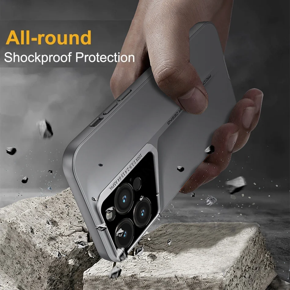 Luxury Blade Ultra thin Case For iPhone 15 14 13 12 16 17 Pro Max 15pro Skin Protection Fashion Titanium Shockproof Lens Cover