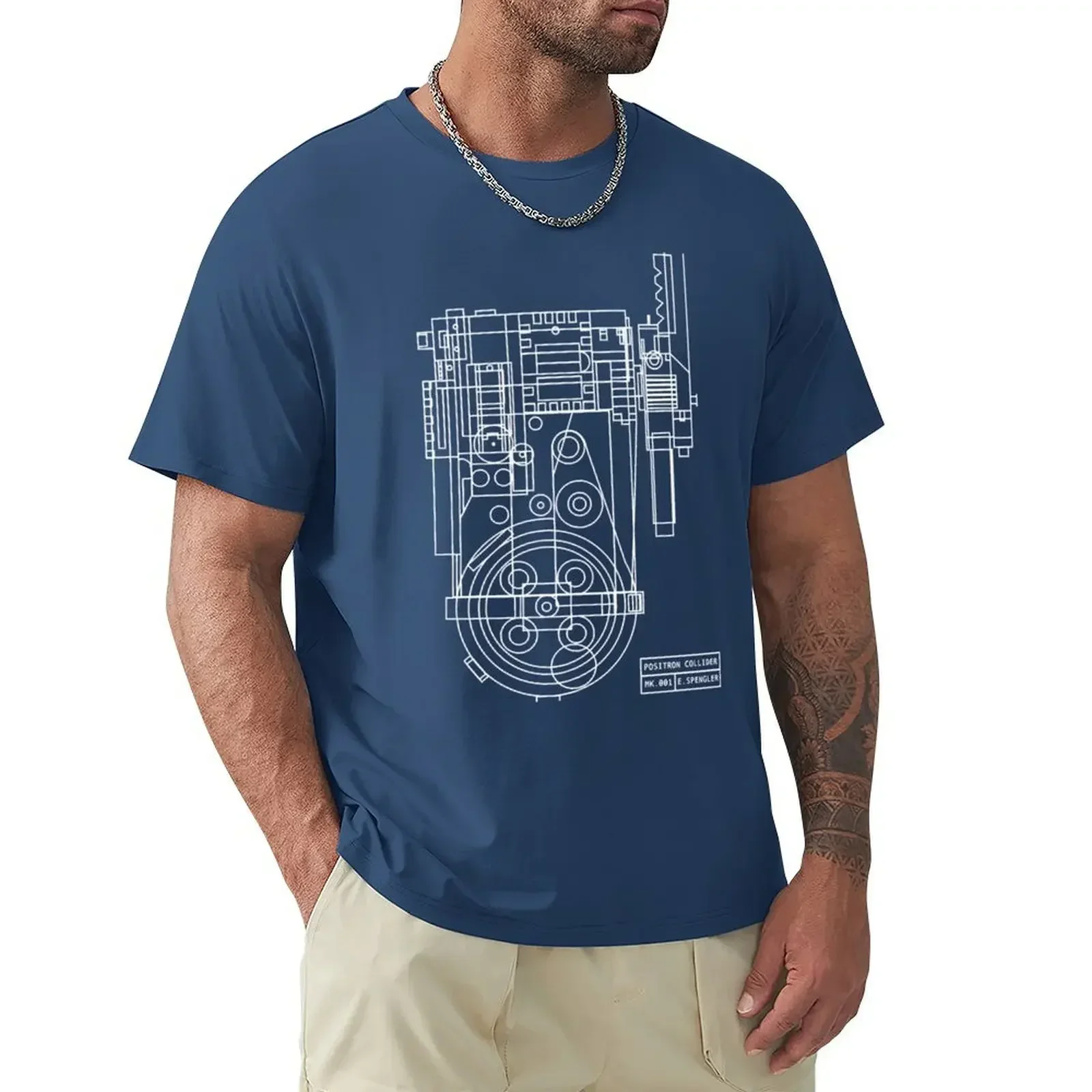 Summer Top Blanks Cute Tops Men Workout Shirt Postitron Collider (proton Pack) Blueprint T-shirt Oversized Men Clothing Tops new