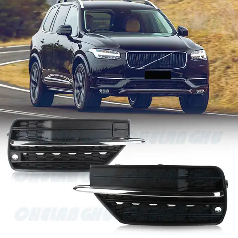 For Volvo XC90 2016 2017 2018 2019 Car accessories 1 Pair Front Fog Lights Lamp Grille Cover With Chrome Trim 31383044 31383045