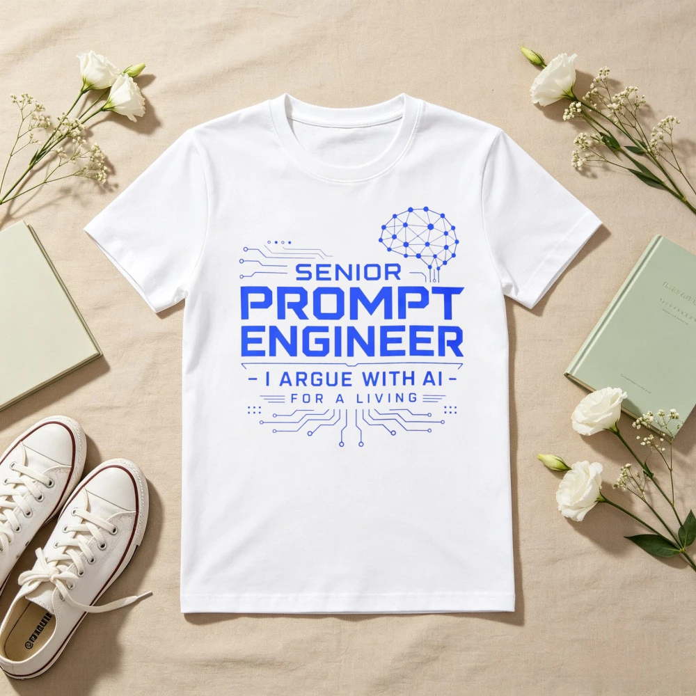 Funny AI Senior Prompt Engineer Scientist Gift T Shirt Casual Fashion Loose Harajuku Man Women Tshirt Short Sleeve O-neck Tees