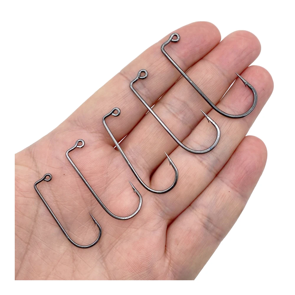 50Pcs Lead Hook High Carbon Steel Flat Play Barb Right Angle Hook Luya Crank Band Assemble Accessories Fishing Tackle