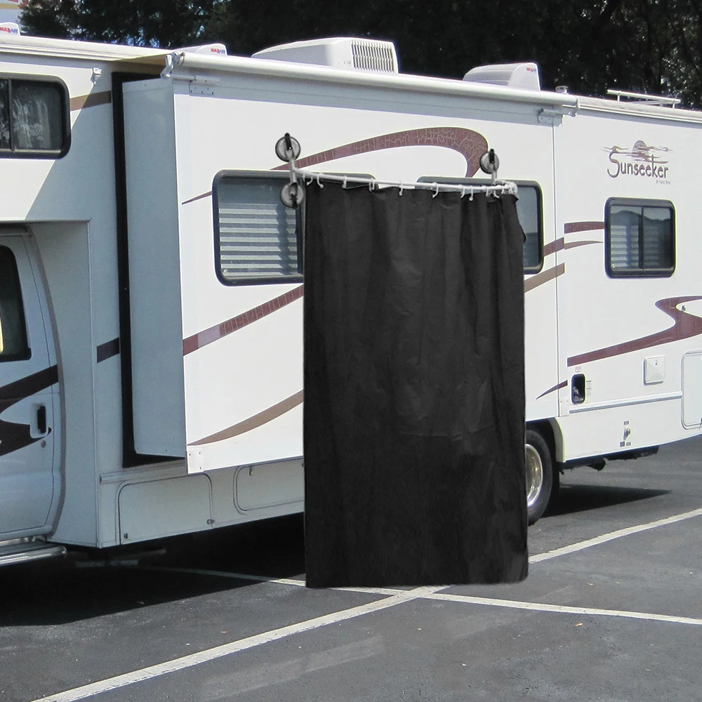 Camping Outdoor Shower Curtain Kit For Caravan Motorhome Privacy Cubicle With Suction Cups Rod Shower Enclosure Travel