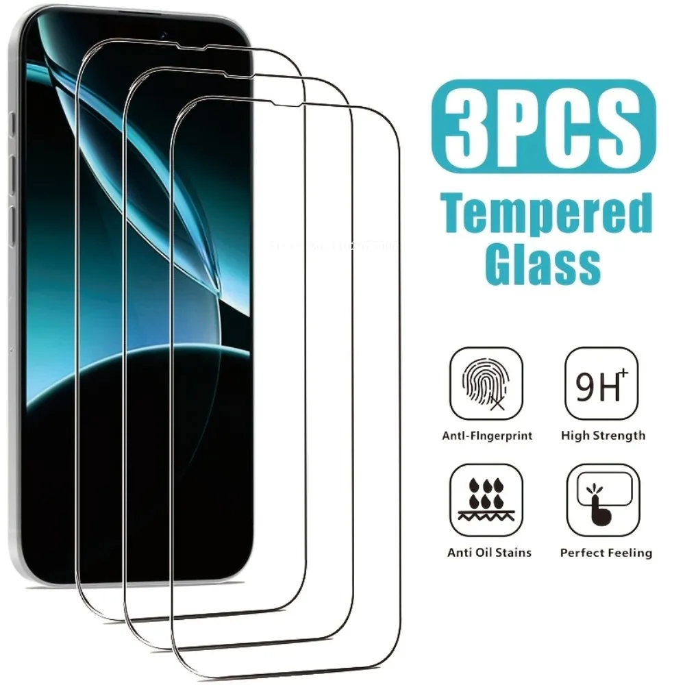 3PCS Full Coverage Tempered Glass for IPhone 13 14 Promax 15 Plus Full Protection Film 16 Promax 16E 17 Air 12Mini 11 17 Promax