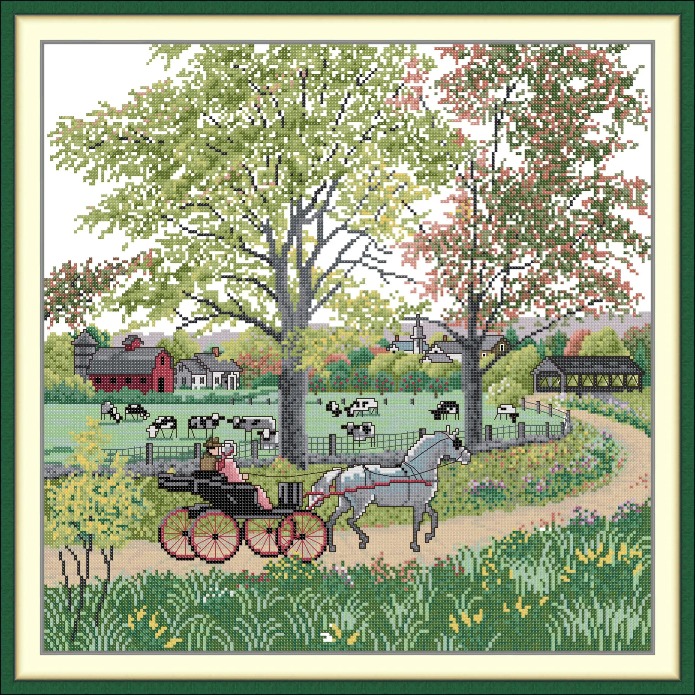 

Joy Sunday Pre-printed Cross Stitch Kit Easy Pattern Aida Stamped Fabric Embroidery Set-Field Trip